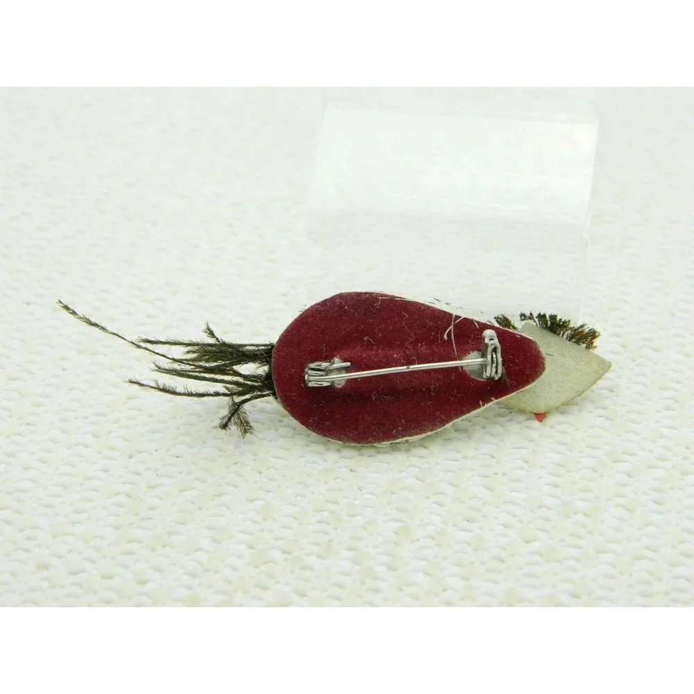 Feather Artist Made One Eyed Bird Pin Brooch Vintage